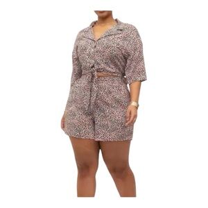 Elequii Elements multi color animal print front tie top size 20